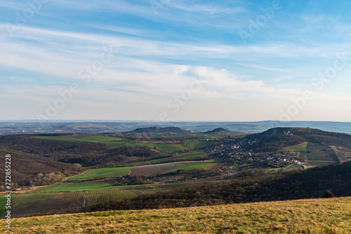 View from meadow bellow Devin hill summit in Palava mountains in Czech republic