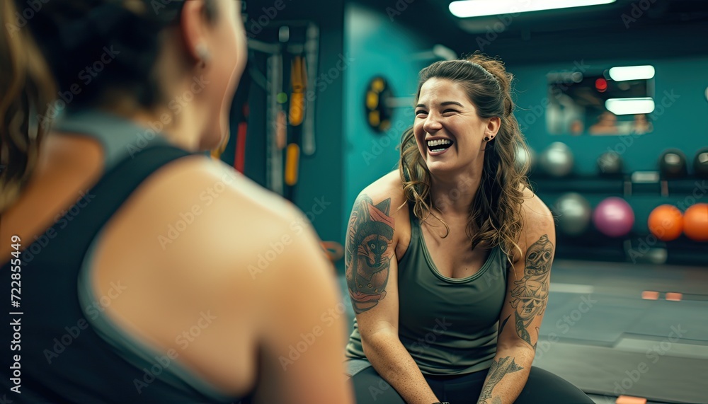 Joyful 29-year-old fitness trainer coaching a workout session Joyful 29-year-old fitness trainer coaching a workout session