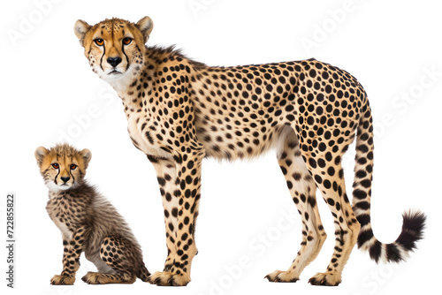 Large and small cheetah, cut out - stock png. photo