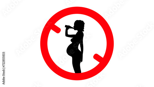 sign - No alcohol during pregnancy , black, and red silhouette