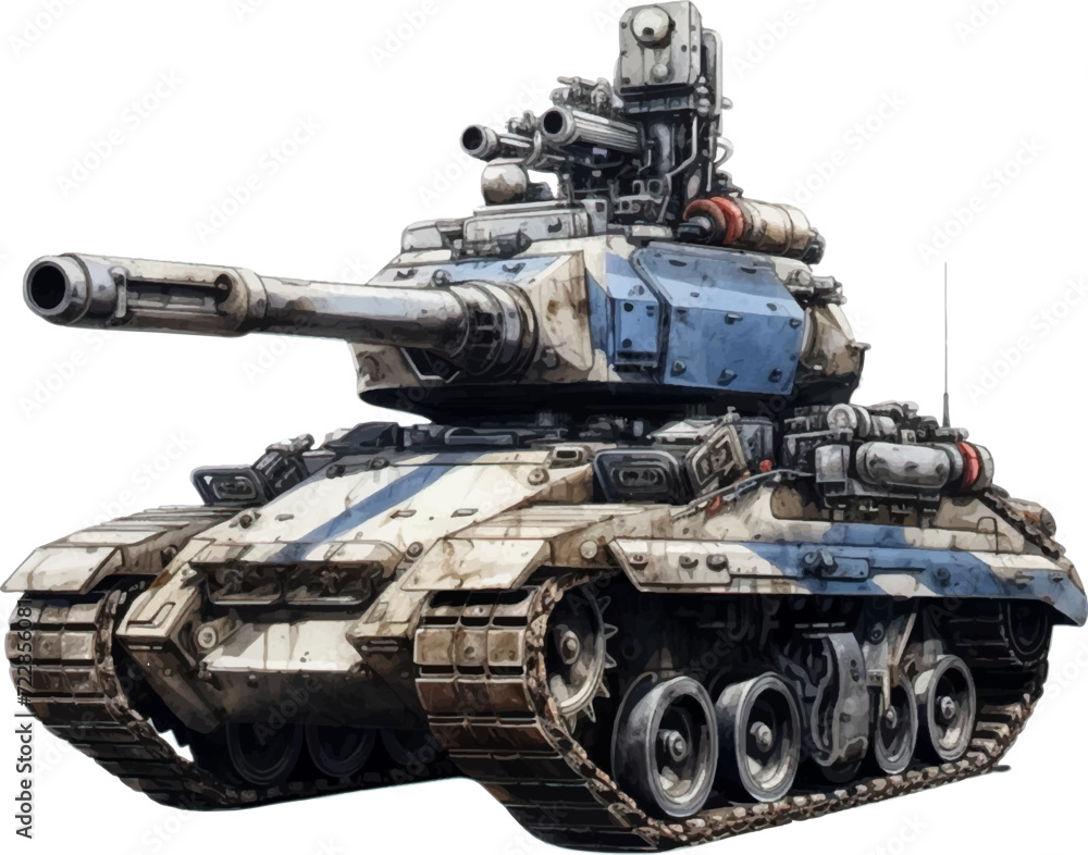 Watercolor tank on white background Watercolor tank on white background