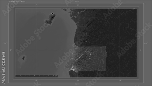 Equatorial Guinea composition. Grayscale elevation map photo