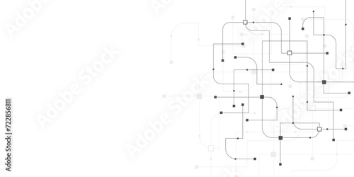 Vector abstract technology on a white background. High-tech circuit board connection system, circuit diagram on white background.