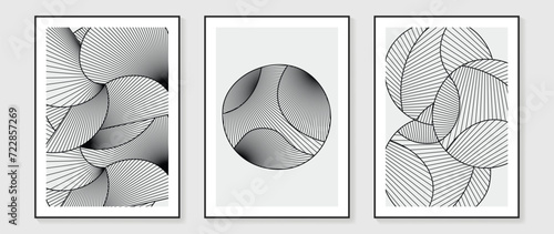 Abstract line art background vector. Minimalist modern contour drawing with wavy, curve on white color. Contemporary art design illustration for wallpaper, wall decor, card, poster, cover, print.
