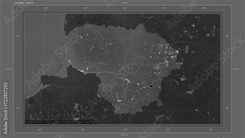 Lithuania composition. Grayscale elevation map