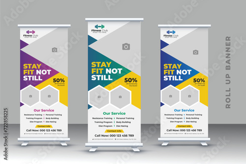 Gym fitness roll-up banner template
