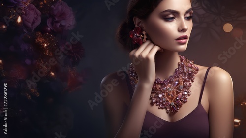 beautiful young woman model wearing designer jewelry