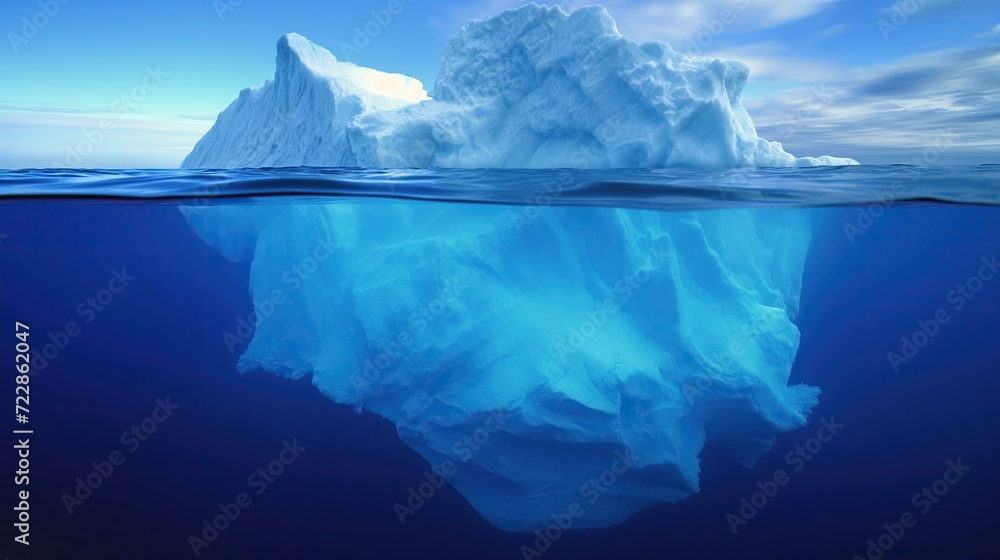 Iceberg surface and underwater part