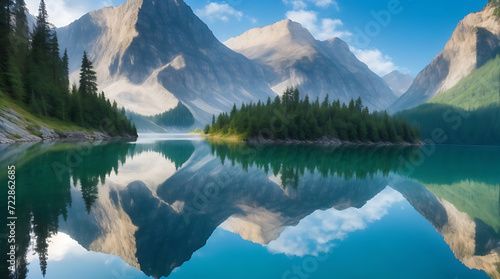 Natures beauty reflected in tranquil mountain waters without anything else photo
