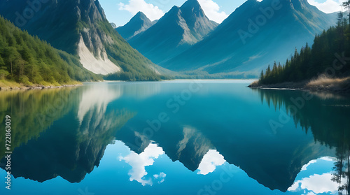 Natures beauty reflected in tranquil mountain waters without anything else © muhammadrimon