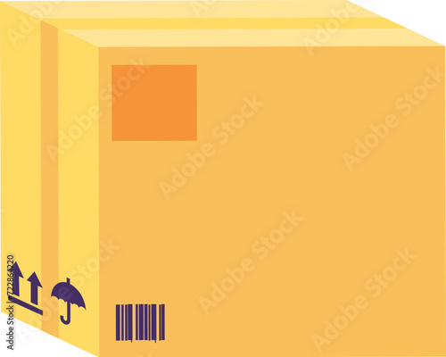 Sorting of paper and office waste. Closed postal cardboard box for recycling and disposal. Flat icon. Simple flat cartoon vector isolated on white background