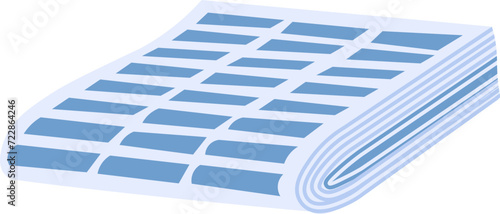 Sorting of paper and office waste. Stack of fresh paper newspapers for recycling and disposal. Flat icon. Simple flat cartoon vector isolated on white background