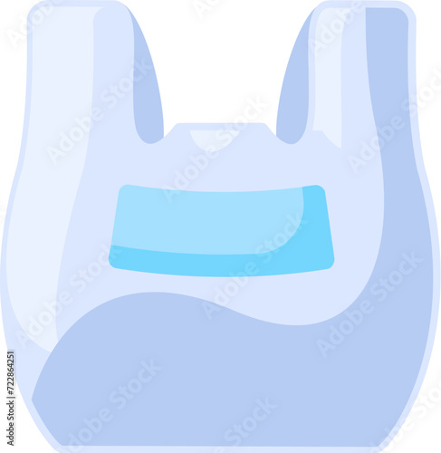 PVC cellophane shopping bag with handles separation. Recycling of plastic production and packaging waste. Element for infographics design. Simple cartoon flat vector isolated on white background