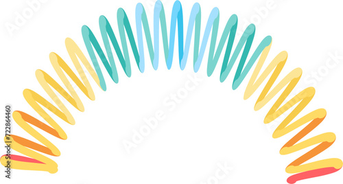 PVC cellophane children toy Spring separation. Recycling of plastic production and packaging waste. Element for infographics design. Simple cartoon flat vector isolated on white background