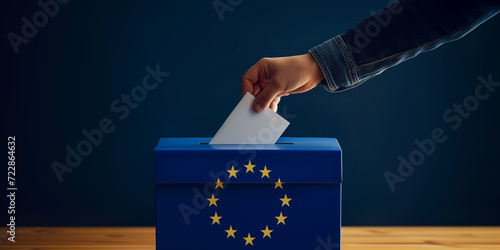 Europawahl | Wähler steckt einen Wahlzettel in die Wahlurne photo