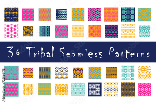 Set of 36 tribal seamless patterns
