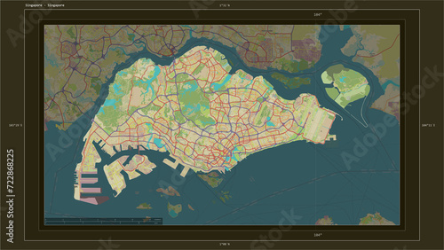 Singapore composition. OSM Topographic Humanitarian style map © zelwanka