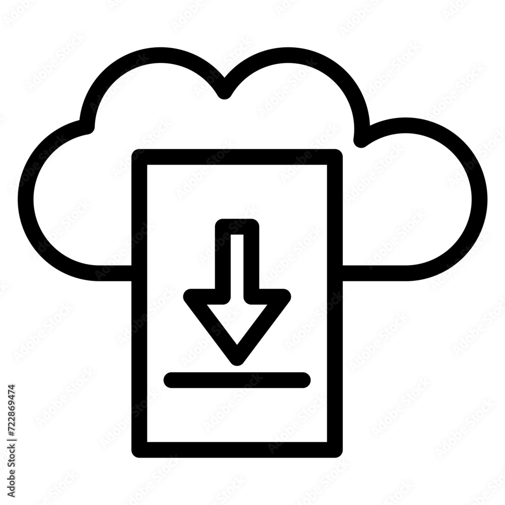 Download File on Cloud Icon Style Download File on Cloud Icon Style