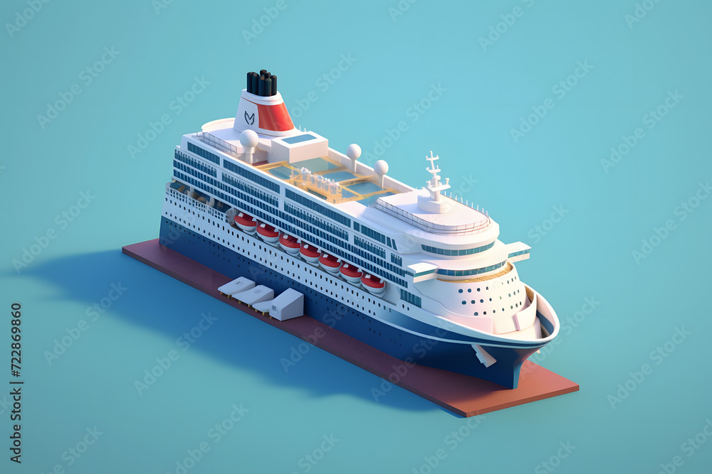 3d isometric rendering of a cruise ship