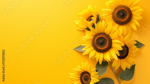 Sunflowers on a yellow background