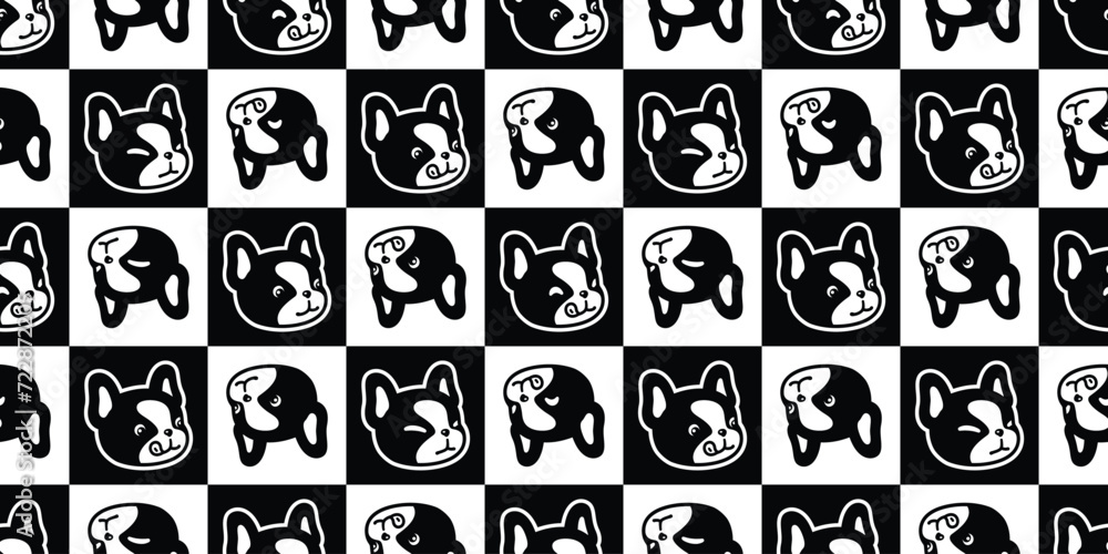 dog seamless pattern french bulldog checked hungry face head vector cartoon puppy pet doodle gift wrapping paper tile background repeat wallpaper illustration scarf isolated design dog seamless pattern french bulldog checked hungry face head vector cartoon puppy pet doodle gift wrapping paper tile background repeat wallpaper illustration scarf isolated design