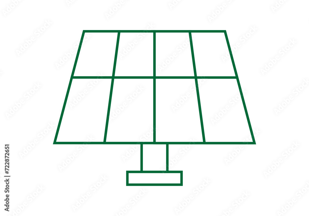 Icono verde de panel solar en fondo blanco. Icono verde de panel solar en fondo blanco.