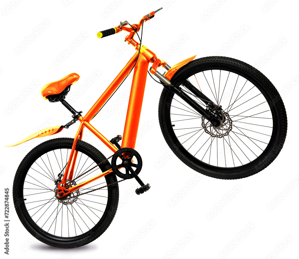 Orange Mountain Bike on white, Mountain Bicycle Isolated on White background, With work path.