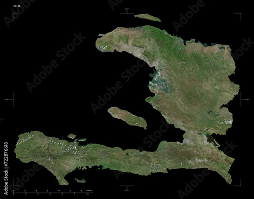 Haiti shape isolated on black. High-res satellite map