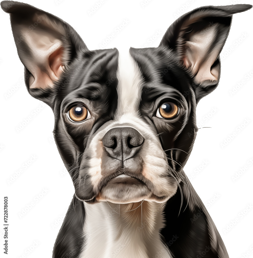 Boston terrier dog isolated on transparent background
