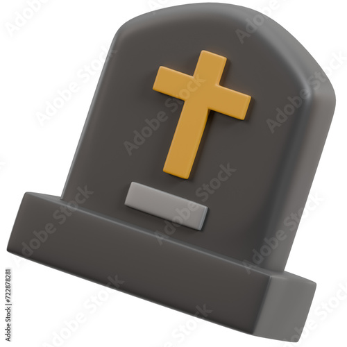 3d rendering tombstone cartoon style. 3D illustration for website or game.