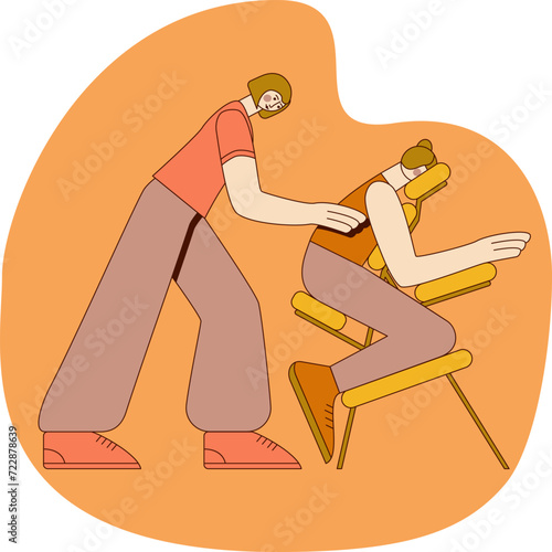Manual massage and full-body treatment with professional massage therapist in spa. Design concept. Isolated flat vector illustration.