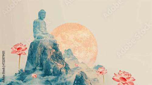 louts in water colour a bouquet of flowers with budda