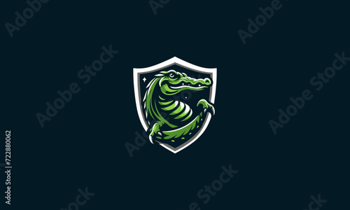 head green crocodile vector illustration logo design