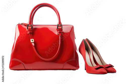 Ladies Bag and Shoe Set Isolated On Transparent Background