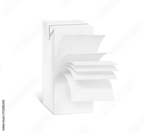 Layer arrangement in aseptic packaging with wavy layers and realistic shadows. Vector illustration isolated on white background. Great infographic for your product. EPS10.