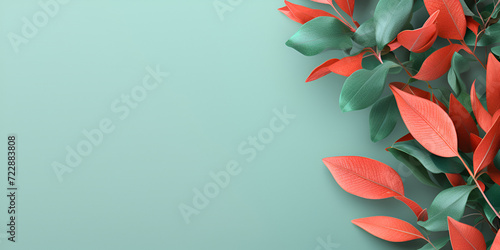 Charming green fern leaf Beautiful colorful leaves style perfect autumn lithe green background.  photo