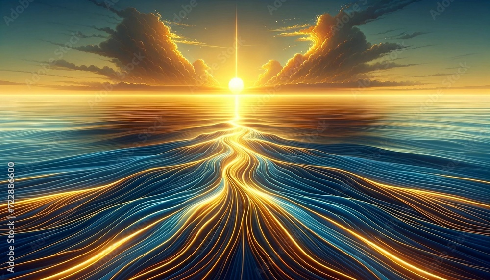 Sunrise Path of Light Across the Sea - Generative AI