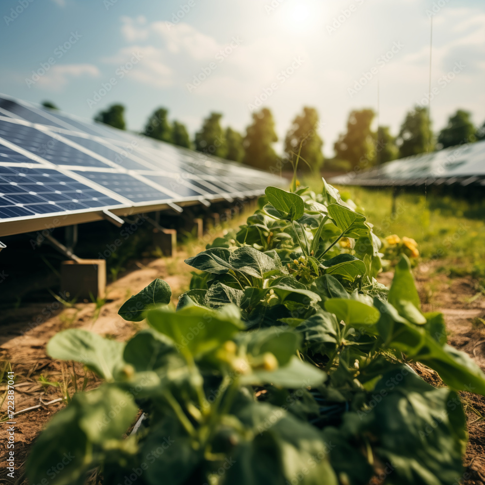Fototapeta premium Solar panels alternative green energy from sun