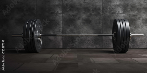 a barbell in a gym