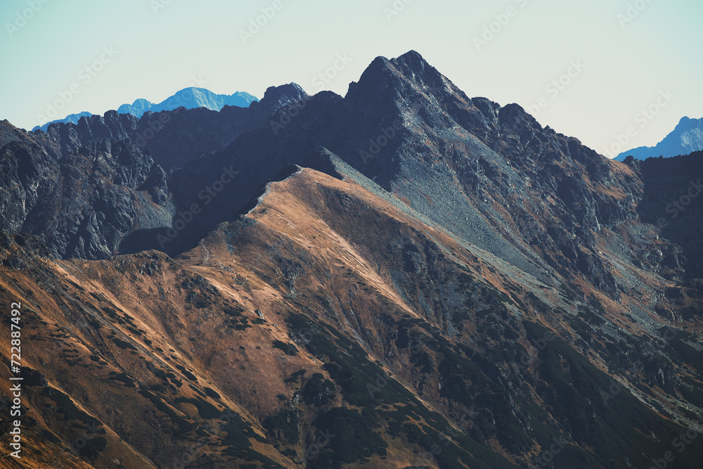 Mountain landscape in Tatra National Park in Poland. Popular tourist attraction. Amazing nature scenery. Best famous travel locations