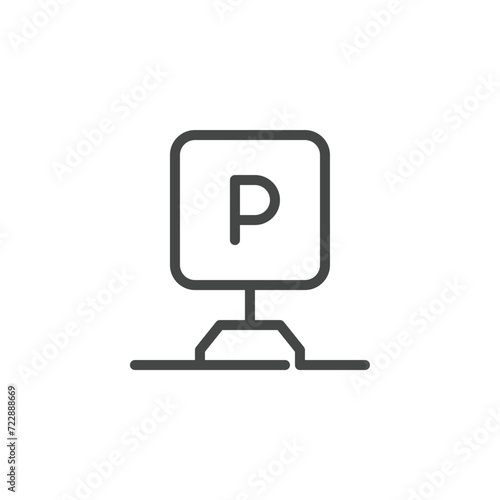 Parking zone sign. Linear icon indicating that there is parking in a hotel, motel, apartment, shop and other public places. Logo for sites, mobile apps, print leaflet. Vector illustration isolated.