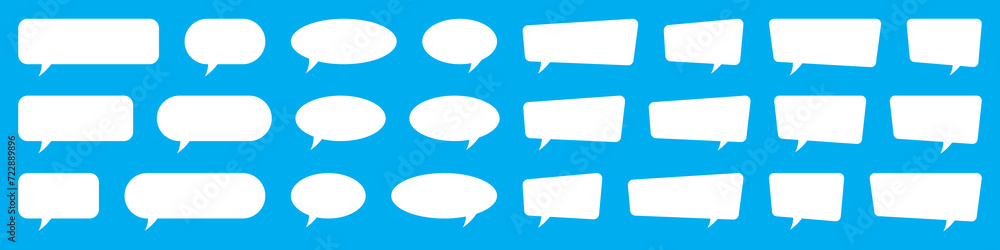 Set of speech bubbles. Speak bubble text, cartoon chatting box, message box. Blank empty white speech bubbles. Set of speech bubbles. Speak bubble text, cartoon chatting box, message box. Blank empty white speech bubbles.