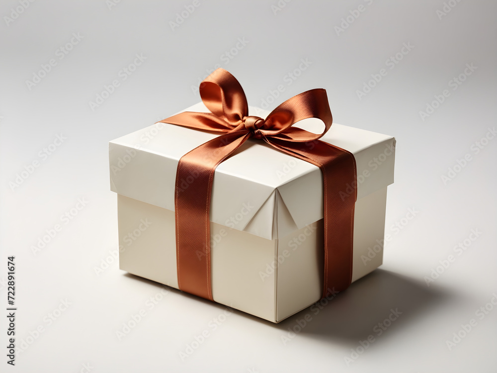 Obraz premium white gift box with ribbon