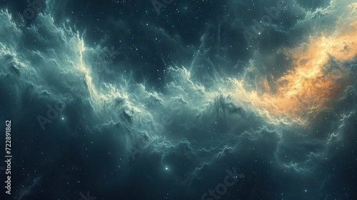 Beautiful space. Nebula and galaxies in space. Created with Generative AI photo