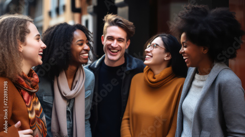 Wallpaper Mural A group of happy, laughing and smiling diverse ethnic people for anti-racism. Torontodigital.ca