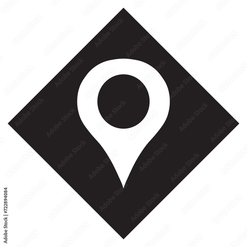 Location icon vector. Pin logo design. Pointer vector icon illustration in rhombus isolated on white background Location icon vector. Pin logo design. Pointer vector icon illustration in rhombus isolated on white background