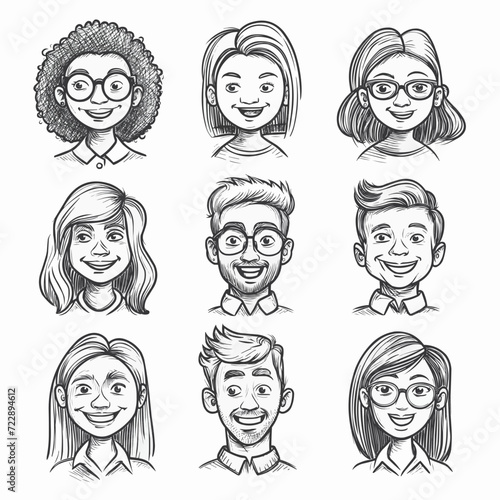 Portraits Illustrés Expressifs noir et blanc