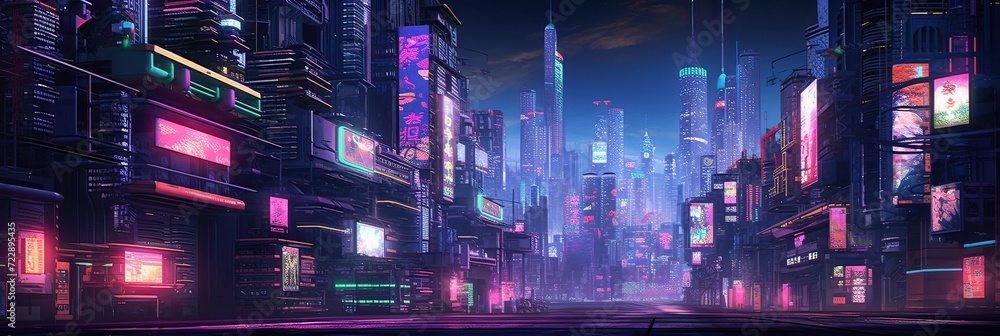 Neon-lit metropolis, futuristic cityscape, cyberpunk aesthetics, digital age allure, bustling urban nights, neon brilliance. Generated by AI.