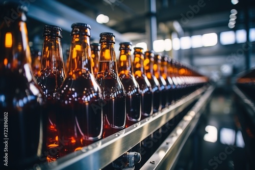 Food production process in a plant. Manufacturing beer photo