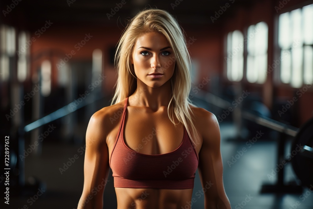 weightlifter woman training in fitness portrait